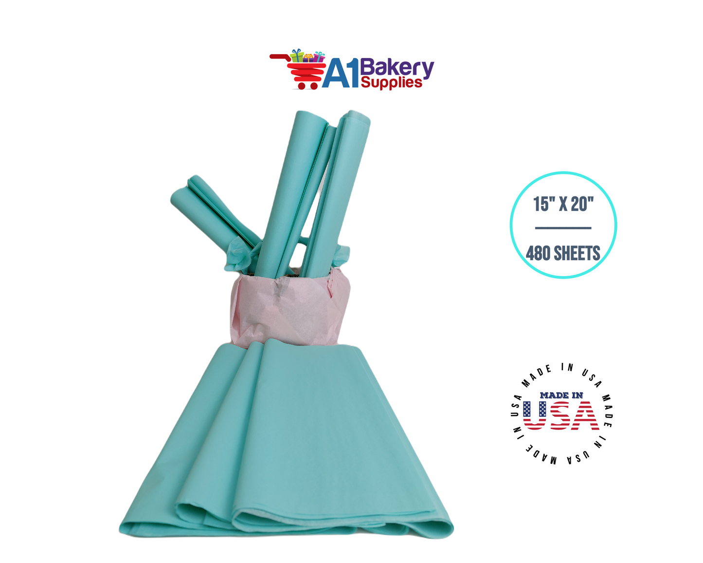 Pistachio Tissue Paper Squares, Bulk 480 Sheets, Premium Gift Wrap and Art Supplies for Birthdays, Holidays, or Presents by A1BakerySupplies, Large 15 Inch x 20 Inch