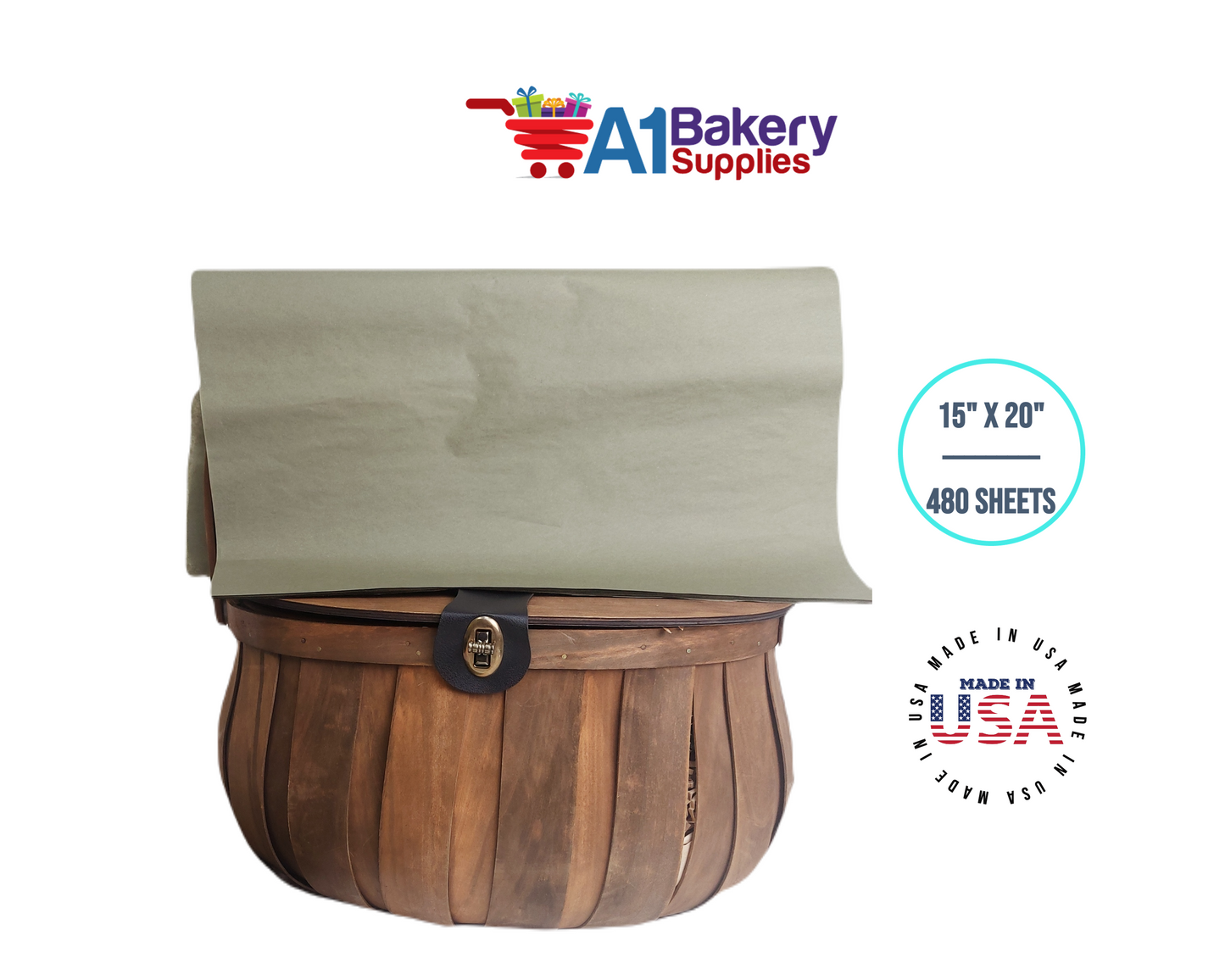 Tapestry Green Tissue Paper Squares, Bulk 480 Sheets, Premium Gift Wrap and Art Supplies for Birthdays, Holidays, or Presents by A1BakerySupplies, Large 15 Inch x 20 Inch