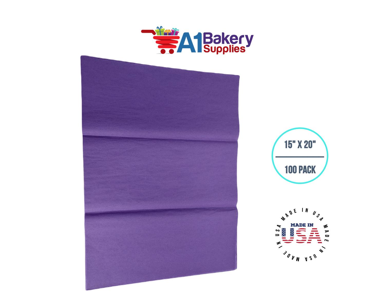 Lavender Tissue Paper Squares, Bulk 100 Sheets, Premium Gift Wrap and Art Supplies for Birthdays, Holidays, or Presents by A1BakerySupplies, Medium 15 Inch x 20 Inch