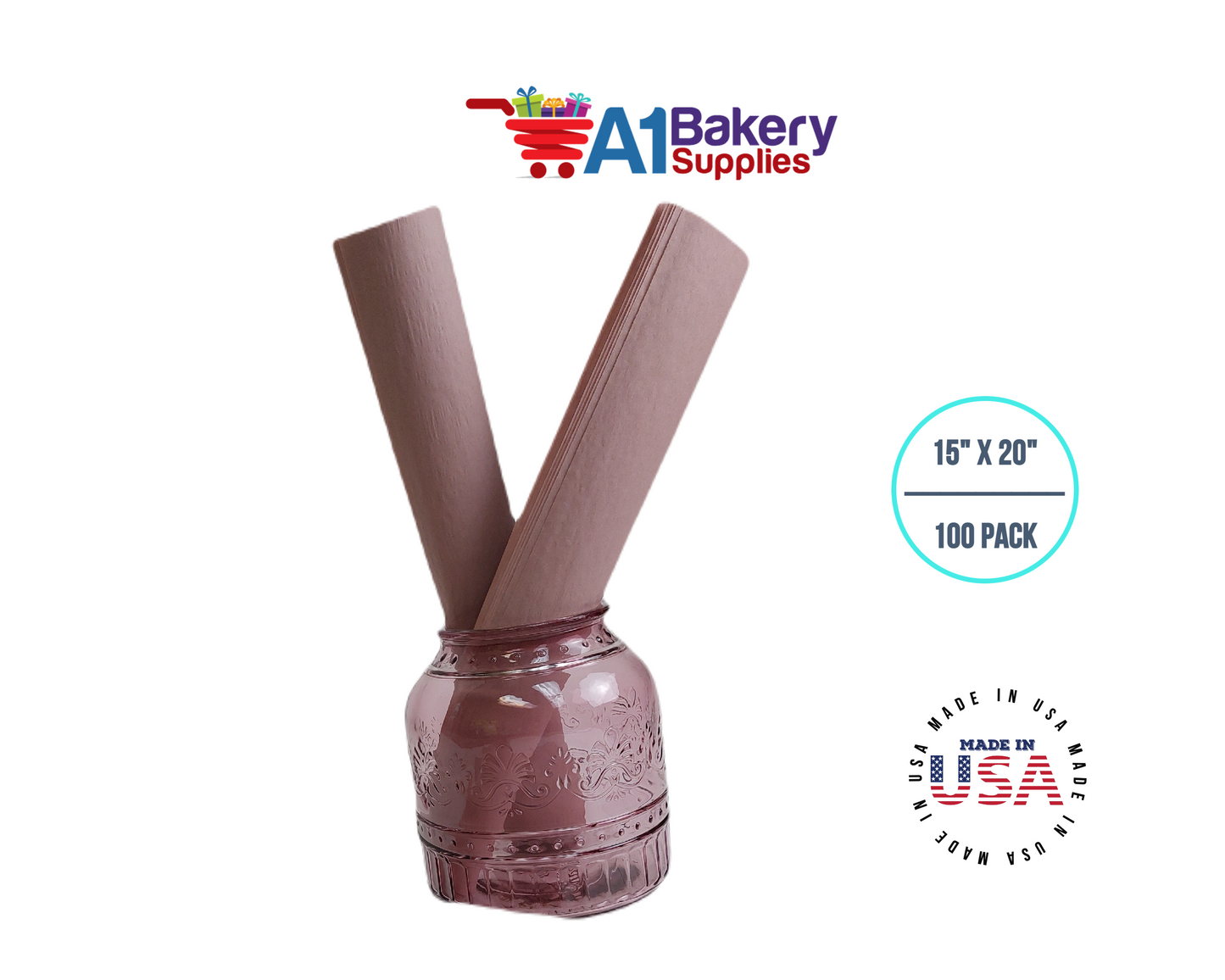 Rose gold Tissue Paper Squares, Bulk 100 Sheets, Premium Gift Wrap and Art Supplies for Birthdays, Holidays, or Presents by A1BakerySupplies, Large 15 Inch x 20 Inch