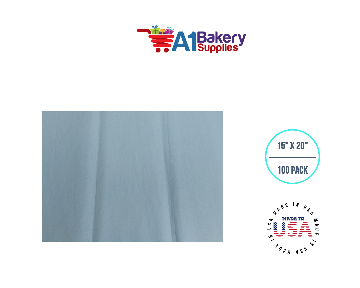 Light Blue Tissue Paper 15 Inch X 20 Inch - 100 Sheets
