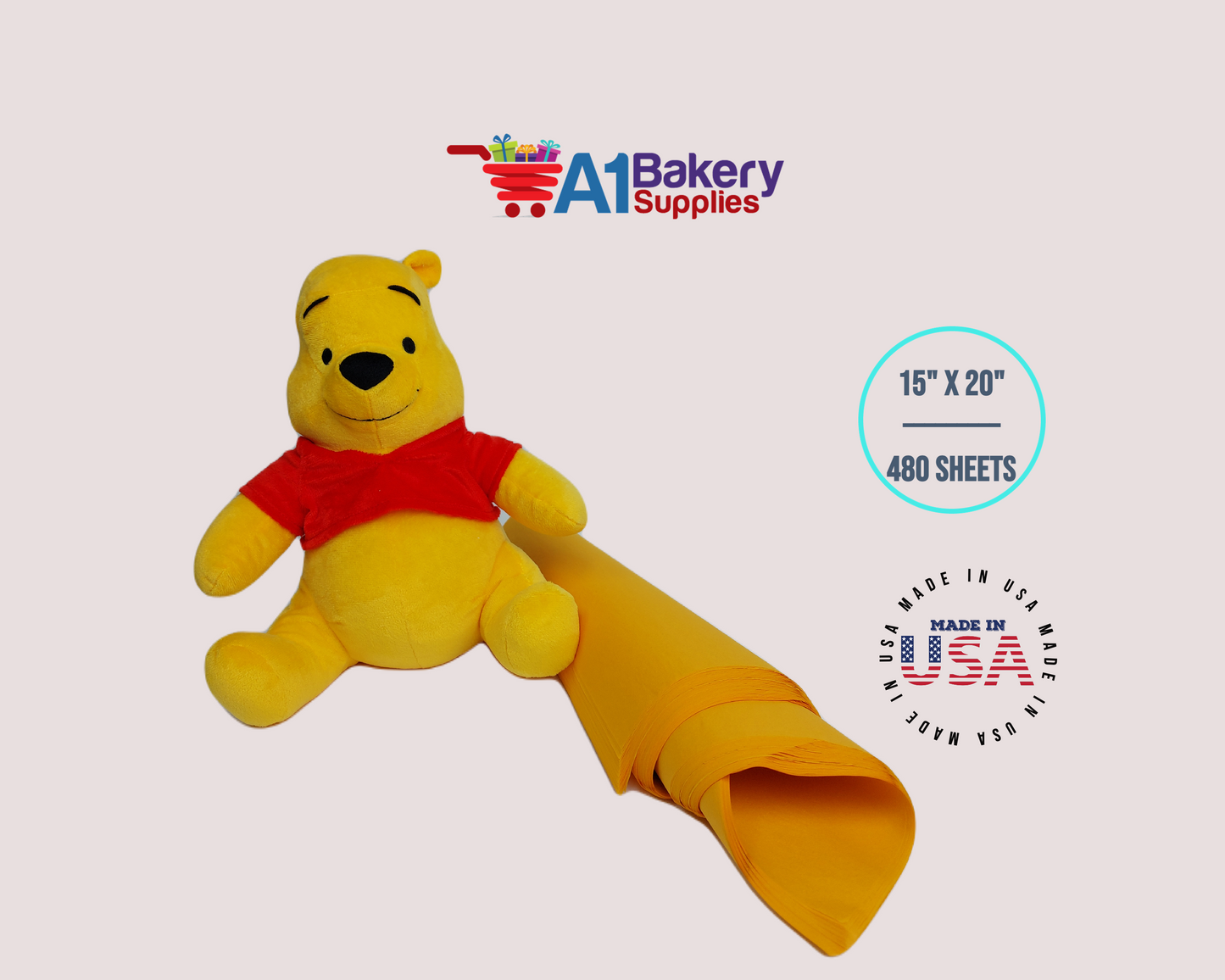 Goldenrod Tissue Paper Squares, Bulk 480 Sheets, Premium Gift Wrap and Art Supplies for Birthdays, Holidays, or Presents by A1BakerySupplies, Large 15 Inch x 20 Inch