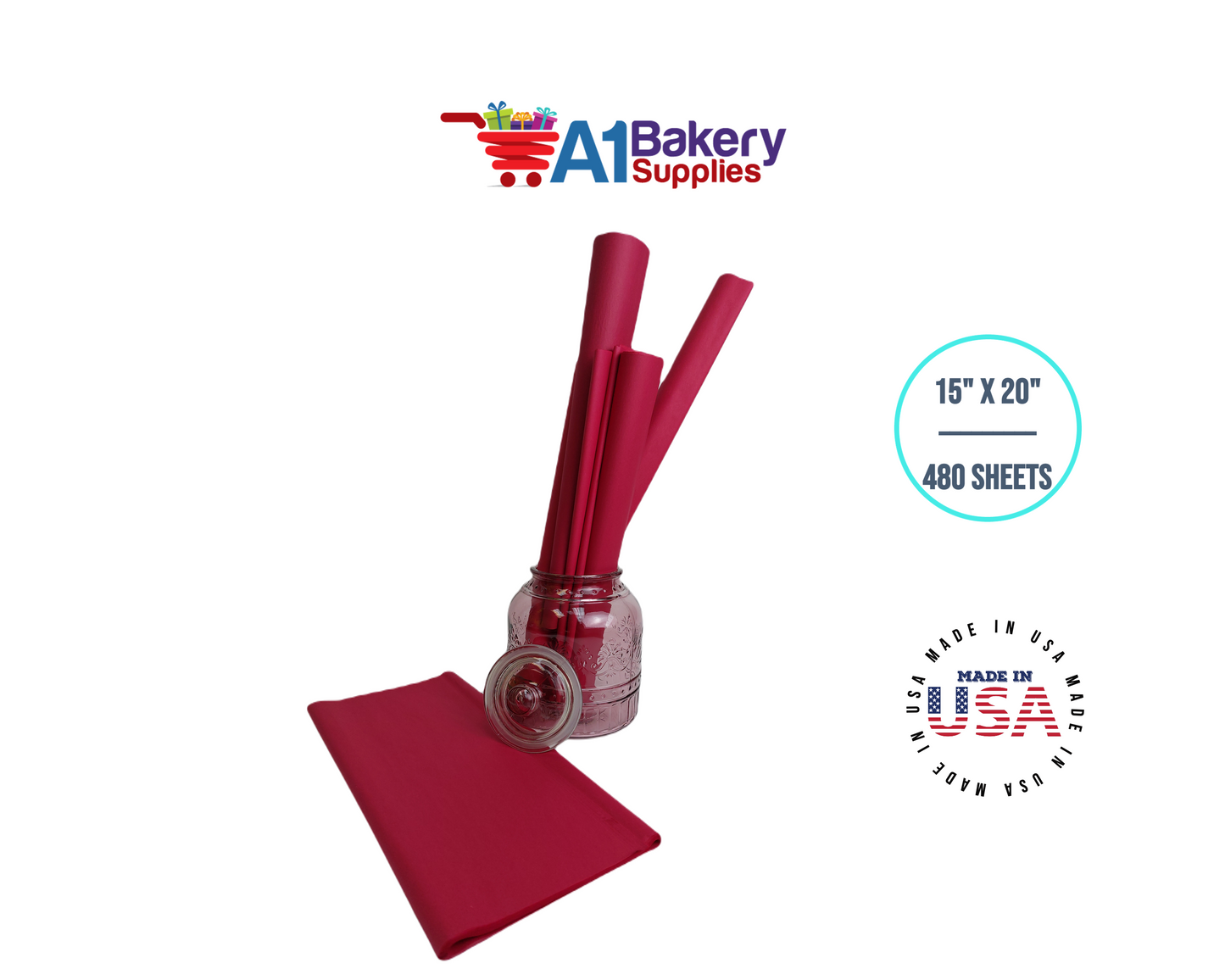 Cranberry Color Tissue Paper 15 Inch x 20 Inch - 480 Sheets