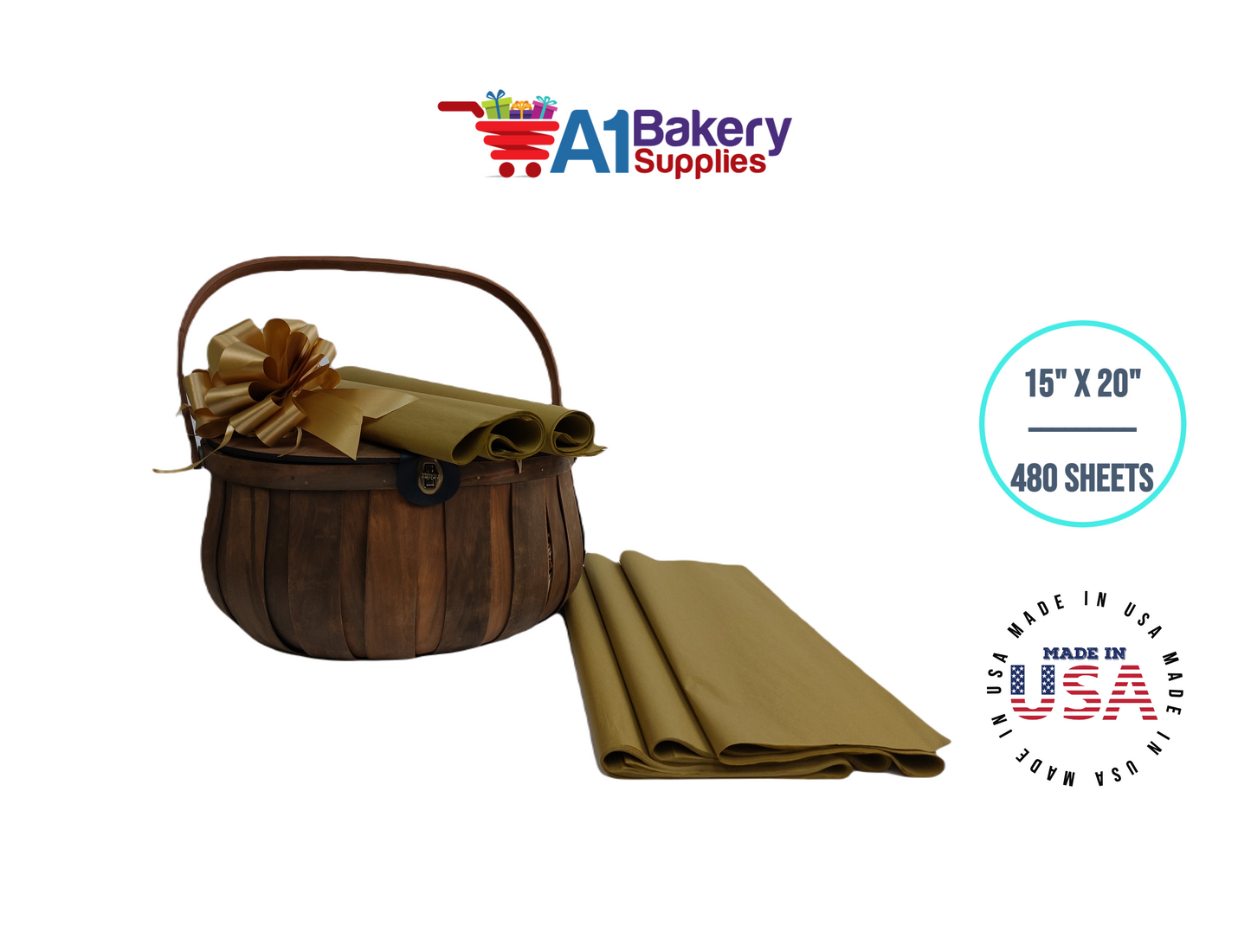 Antique Gold Gift Wrap Tissue Paper 15 Inch x 20 Inch - 480 Sheets Pack