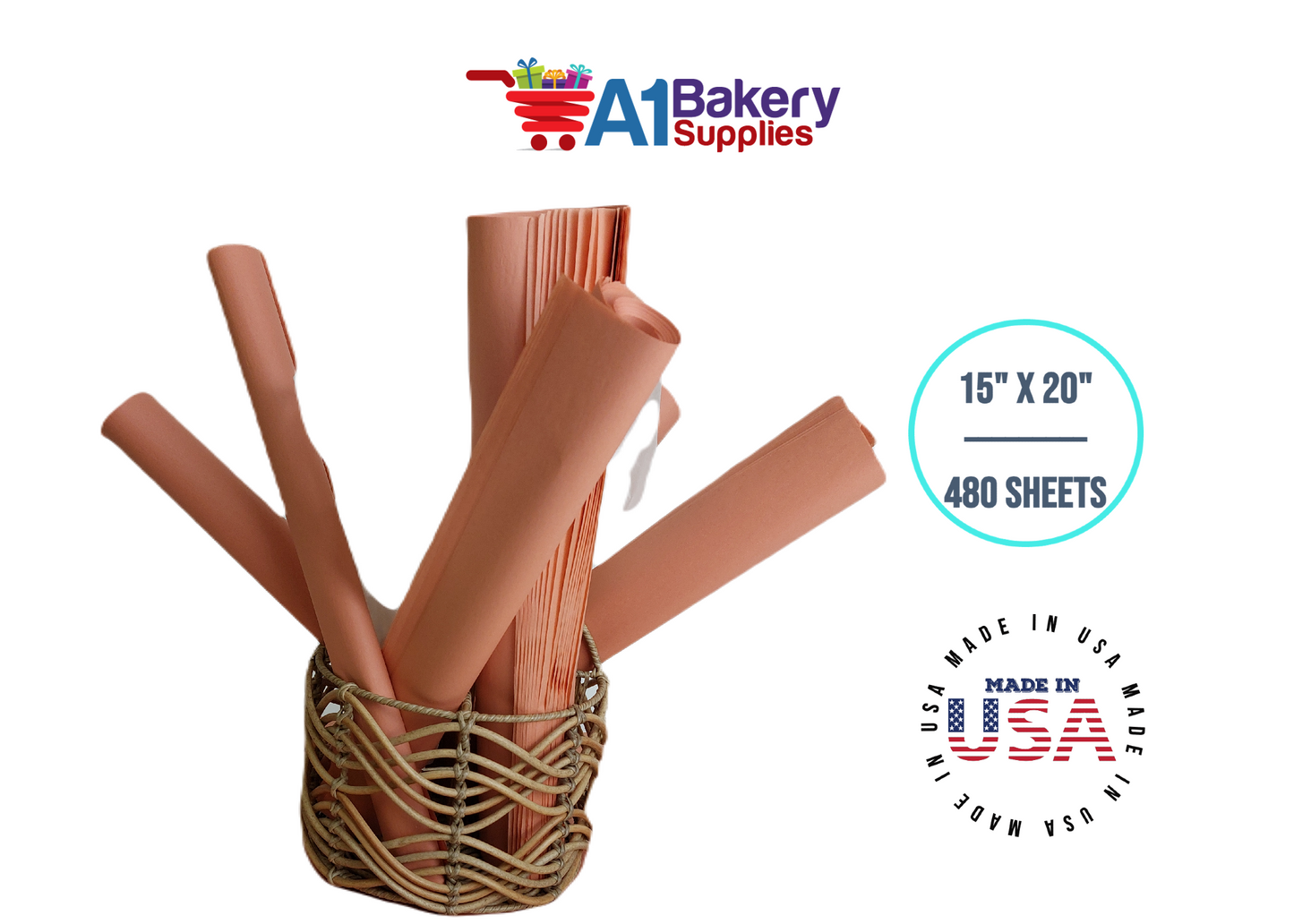 Terra Cotta Tissue Paper Squares Bulk  480 Sheets Premium Gift Wrap and Art Supplies for Birthdays Holidays or Presents by A1 Bakery Supplies Large 15 Inch x 20 Inch