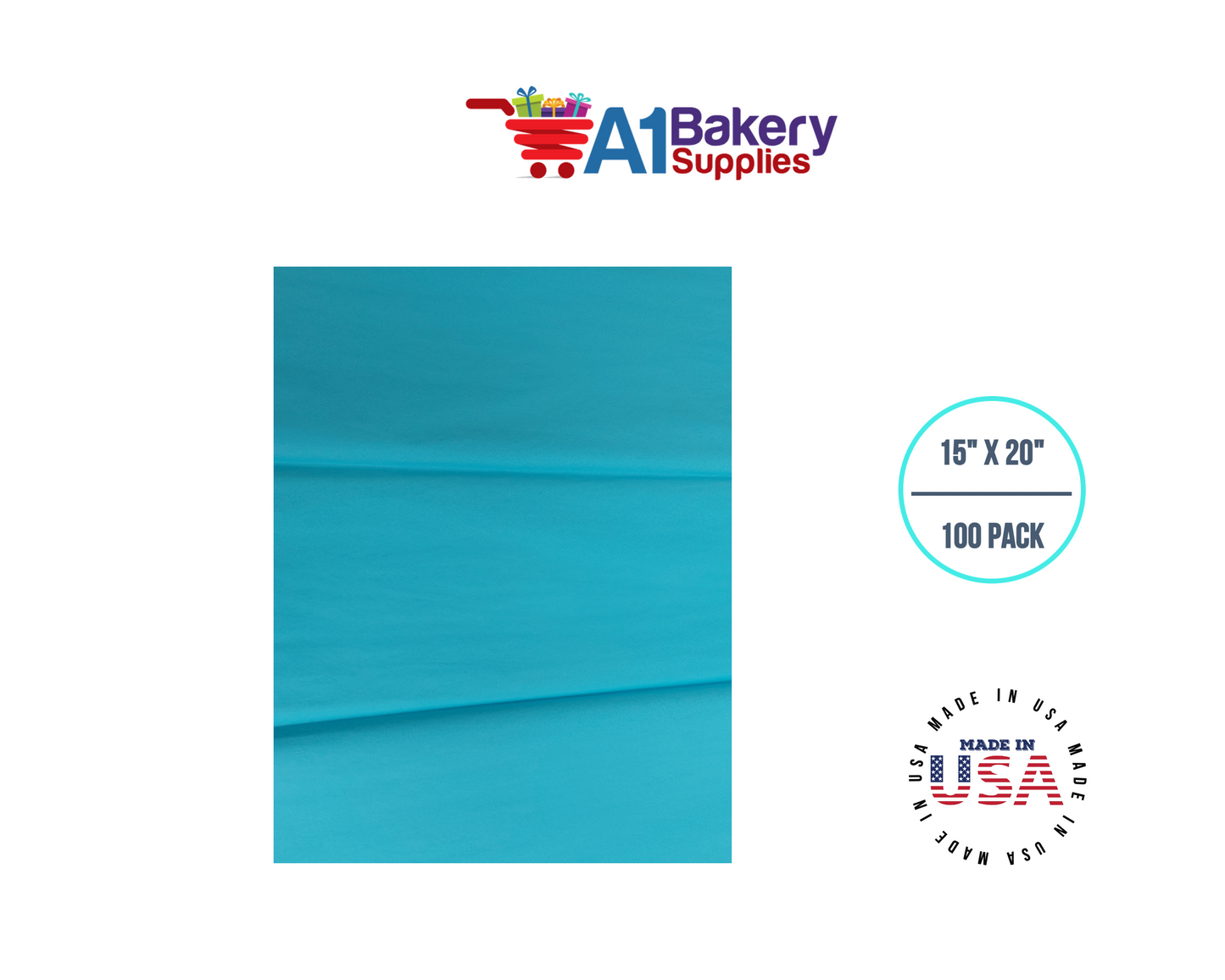 Oxford Blue Tissue Paper Squares, Bulk 100 Sheets, Premium Gift Wrap and Art Supplies for Birthdays, Holidays, or Presents by A1BakerySupplies, Medium 15 Inch x 20 Inch