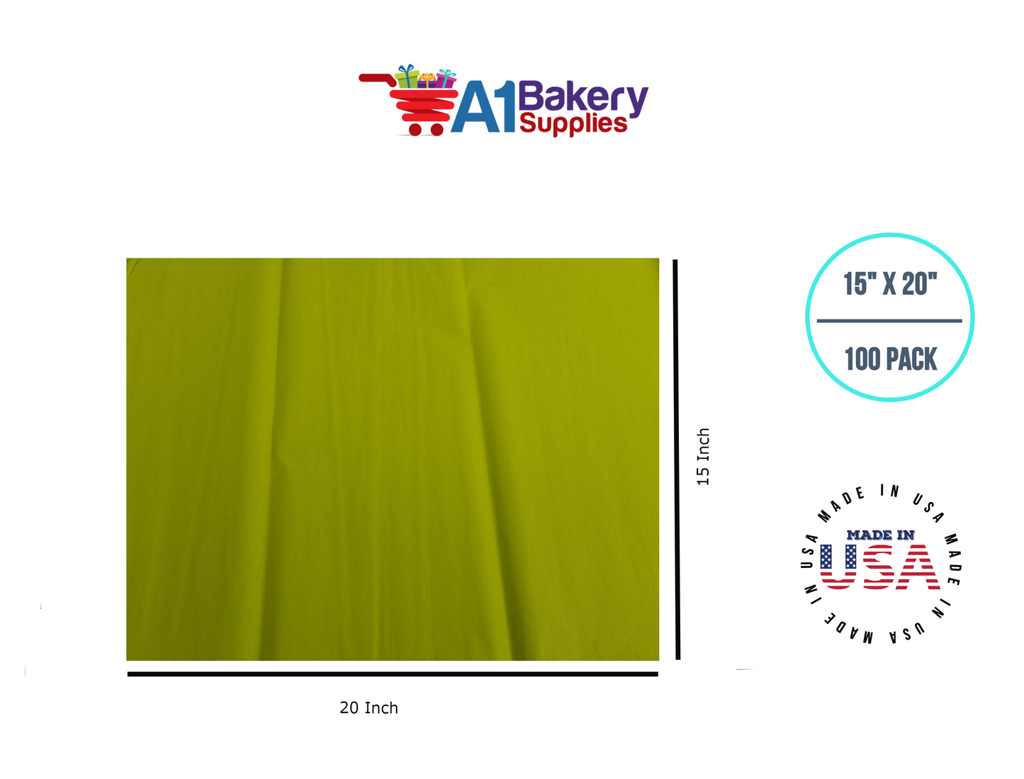 Citrus green Tissue Paper 15 Inch x 20 Inch - 100 Sheets