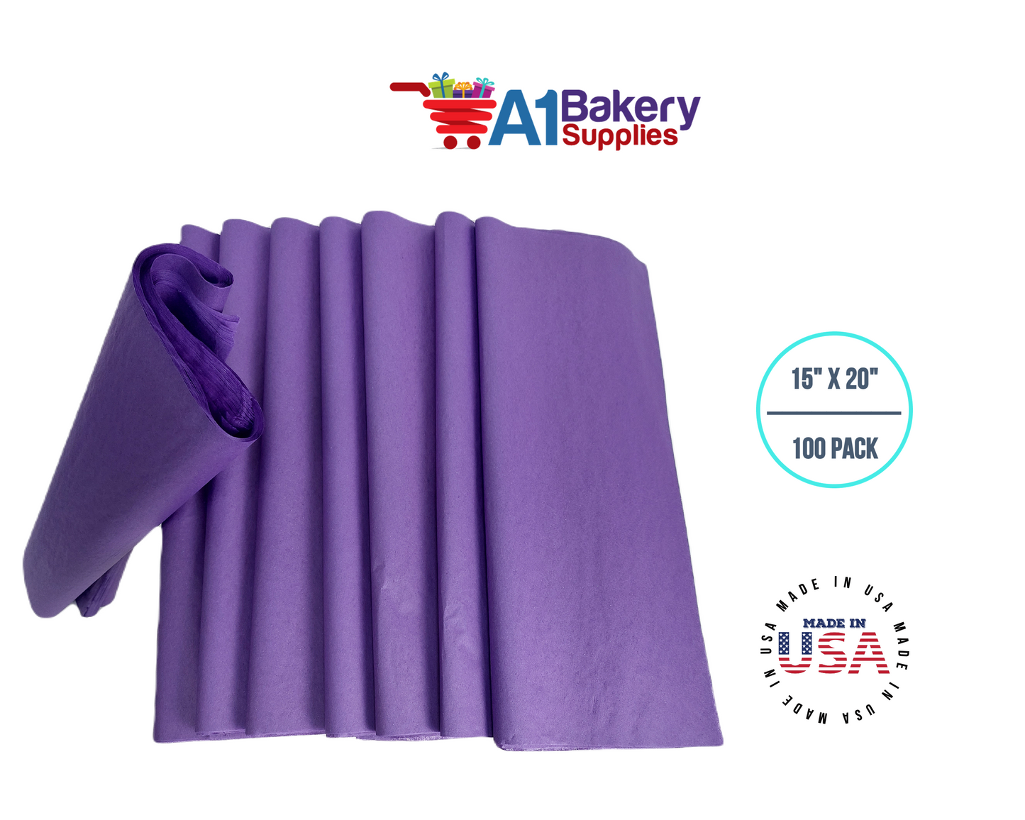 Purple Color Gift Wrap Tissue Paper 15 Inch x 20 Inch - 100 Sheets Pack