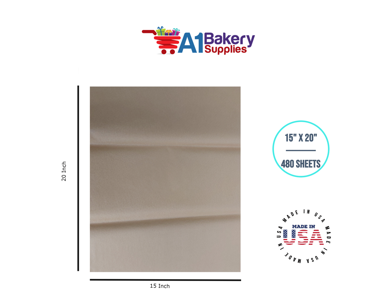 Solid Craft Tissue Paper Squares, Bulk480 Sheets, Premium Gift Wrap and Art Supplies for Birthdays, Holidays, or Presents by A1BakerySupplies, Large 15 Inch x 20 Inch