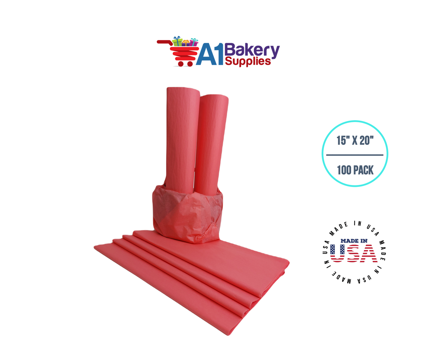 Coral Rose Color Gift Wrap Tissue Paper 15 Inch x 20 Inch - 100 Sheets Pack