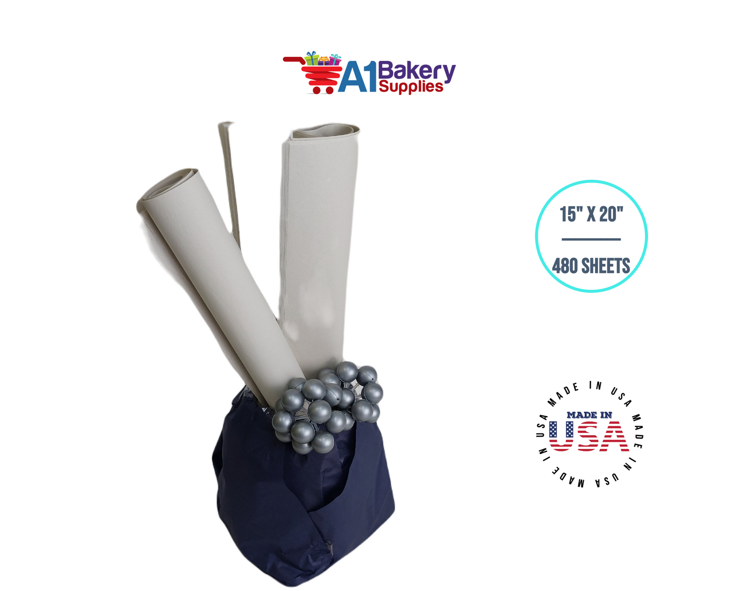 OatMeal Tissue Paper Squares, Bulk 480 Sheets, Premium Gift Wrap and Art Supplies for Birthdays, Holidays, or Presents by A1BakerySupplies, Large 15 Inch x 20 Inch