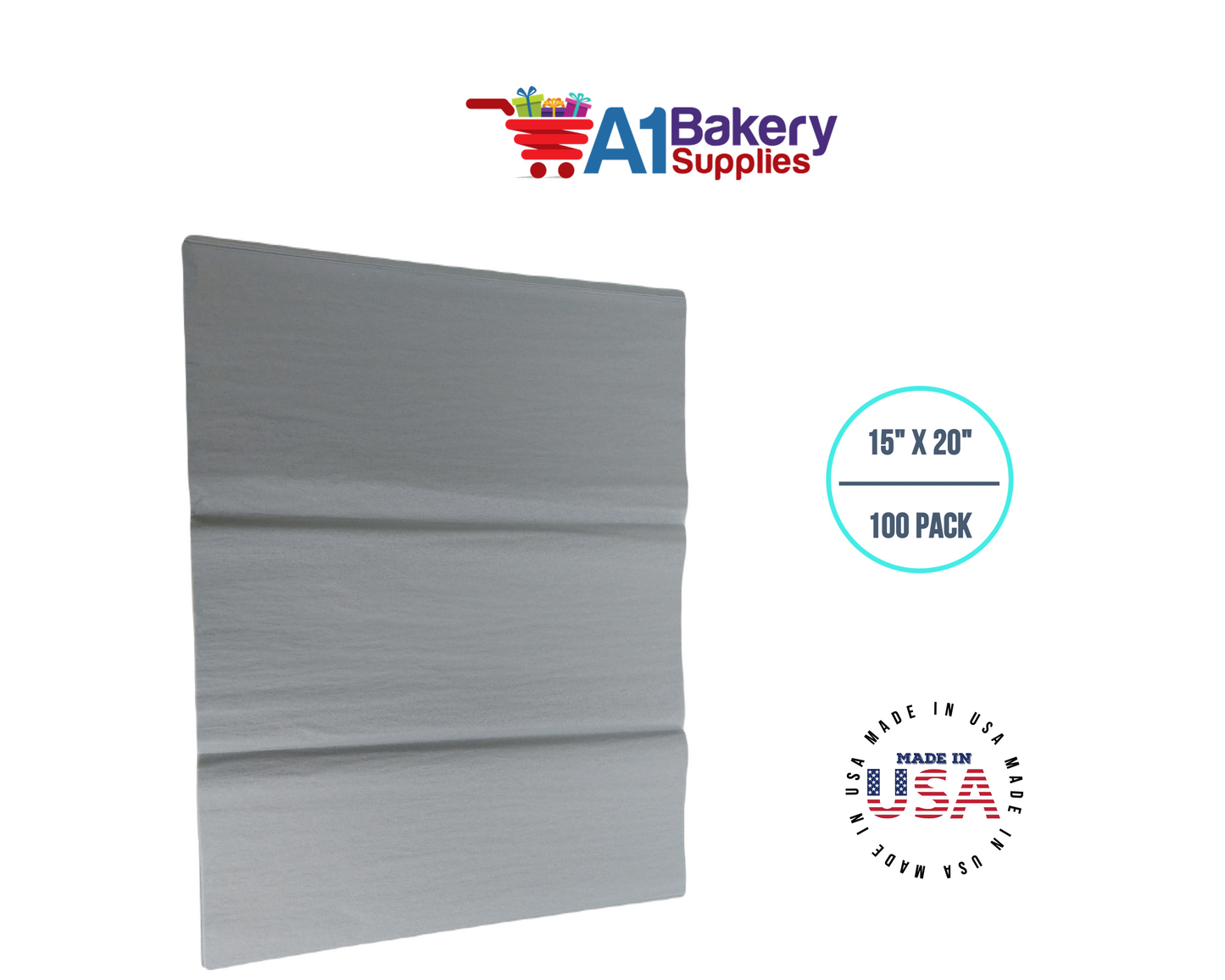 Gray color Gift wrap Tissue Paper 15 Inch x 20 Inch - 100 Sheets