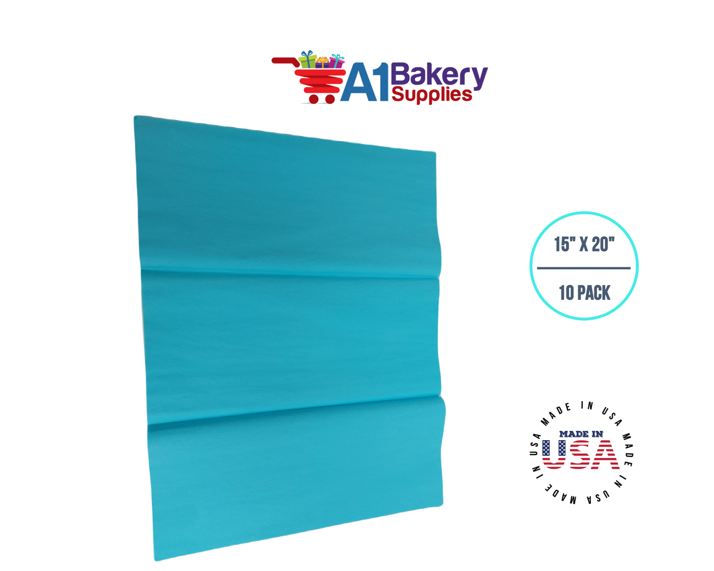 Oxford Blue Tissue Paper Squares, Bulk 10 Sheets, Premium Gift Wrap and Art Supplies for Birthdays, Holidays, or Presents by A1BakerySupplies, Small 15 Inch x 20 Inch