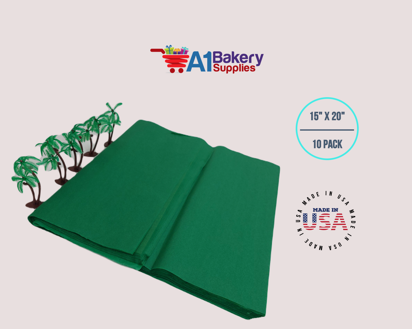 Emeralad Green Tissue Paper Squares, Bulk 10 Sheets, Premium Gift Wrap and Art Supplies for Birthdays, Holidays, or Presents by A1BakerySupplies, Large 15 Inch x 20 Inch