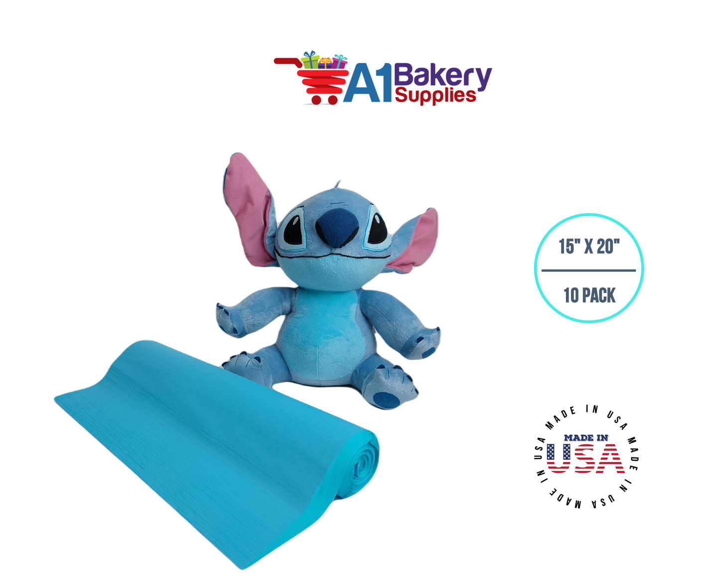 Oxford Blue Tissue Paper Squares, Bulk 10 Sheets, Premium Gift Wrap and Art Supplies for Birthdays, Holidays, or Presents by A1BakerySupplies, Small 15 Inch x 20 Inch