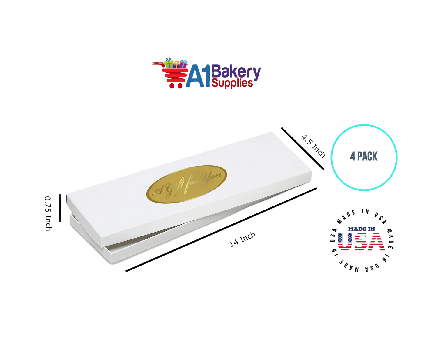 White Men's Tie Gift Boxes Socks Gift Boxes 4 pack with Gold Gift for You sticker