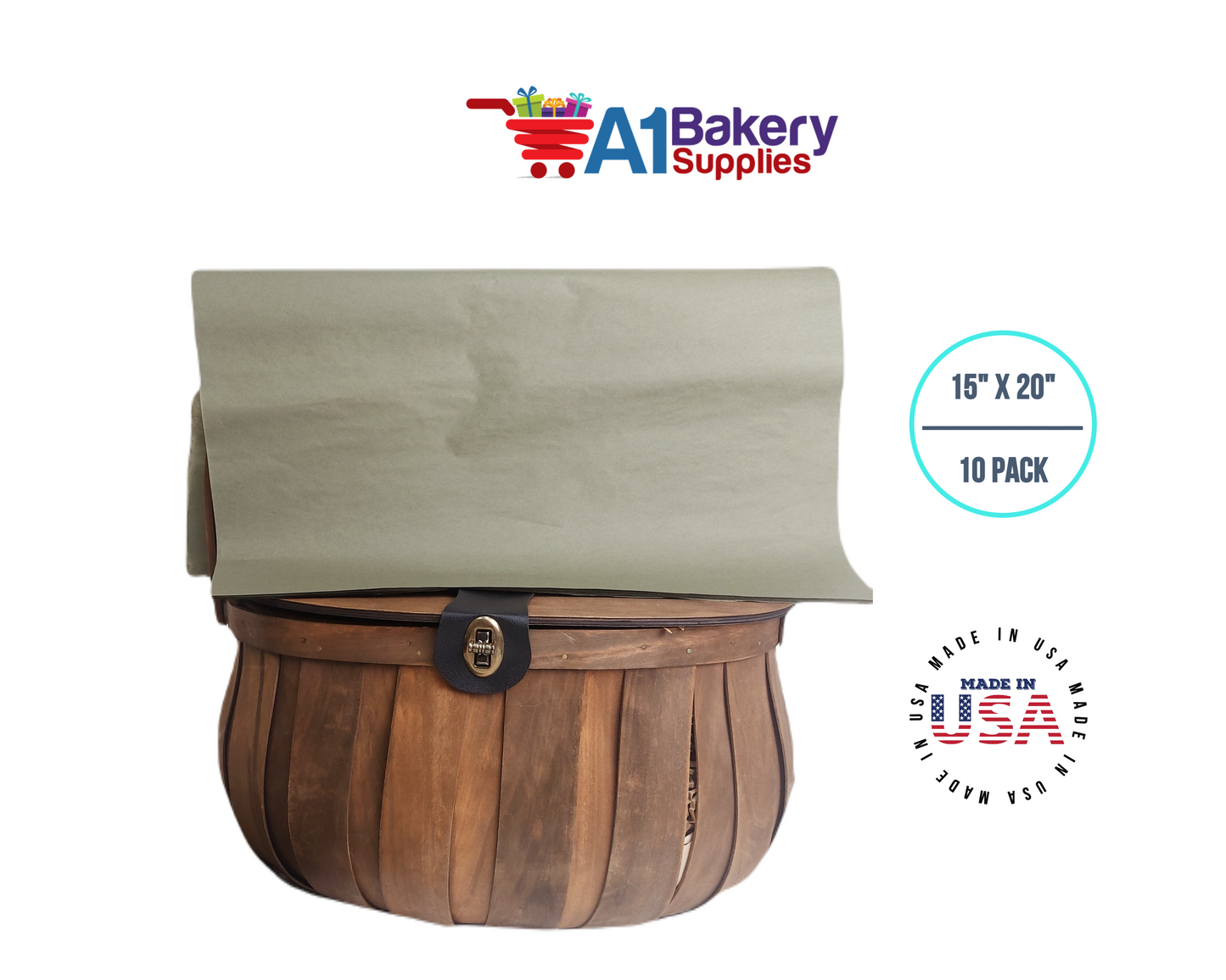 Tapestry Green Tissue Paper Squares, Bulk 10 Sheets, Premium Gift Wrap and Art Supplies for Birthdays, Holidays, or Presents by A1BakerySupplies, Small 15 Inch x 20 Inch