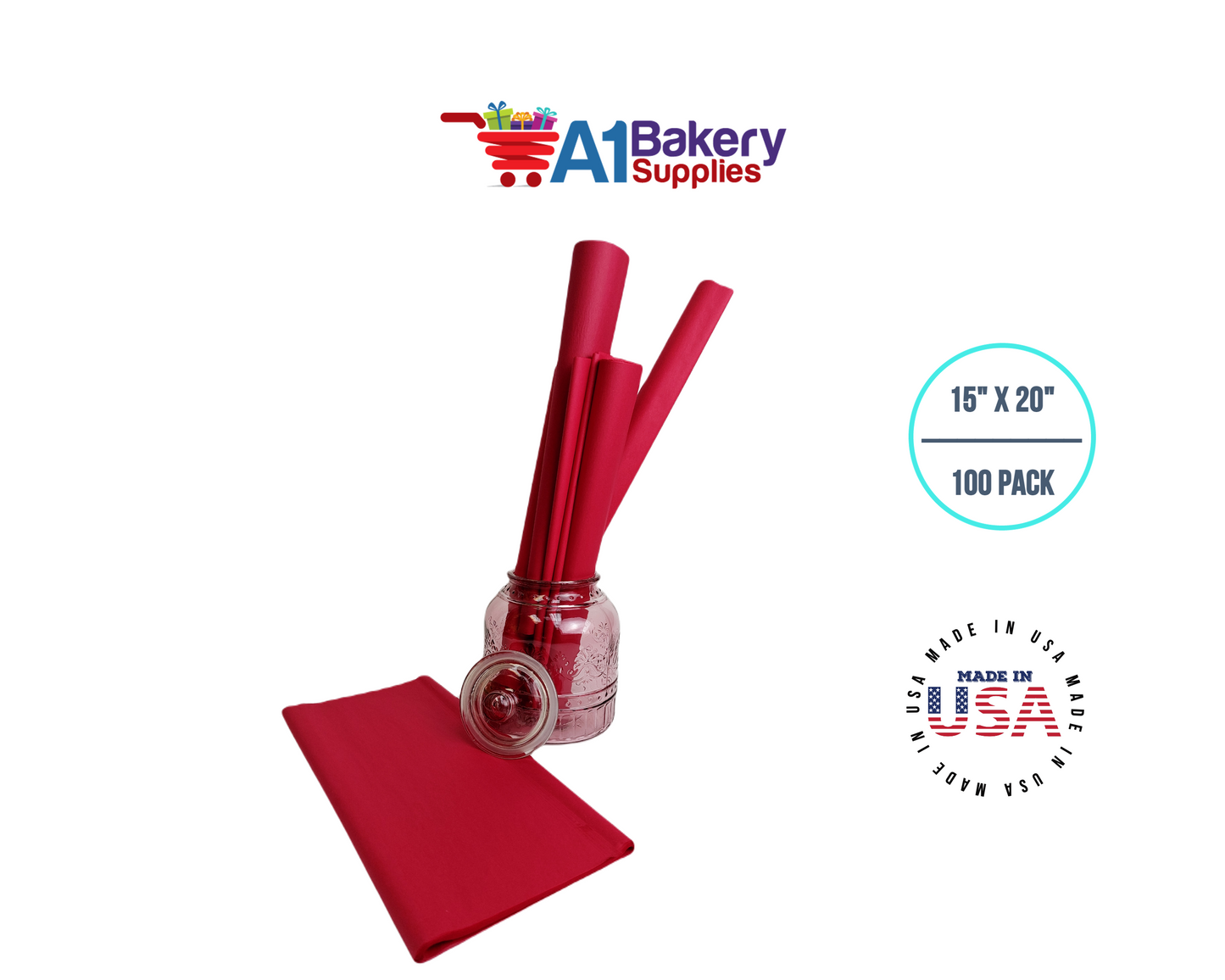 Cranberry Tissue Paper 15 Inch x 20 Inch - 100 Sheets