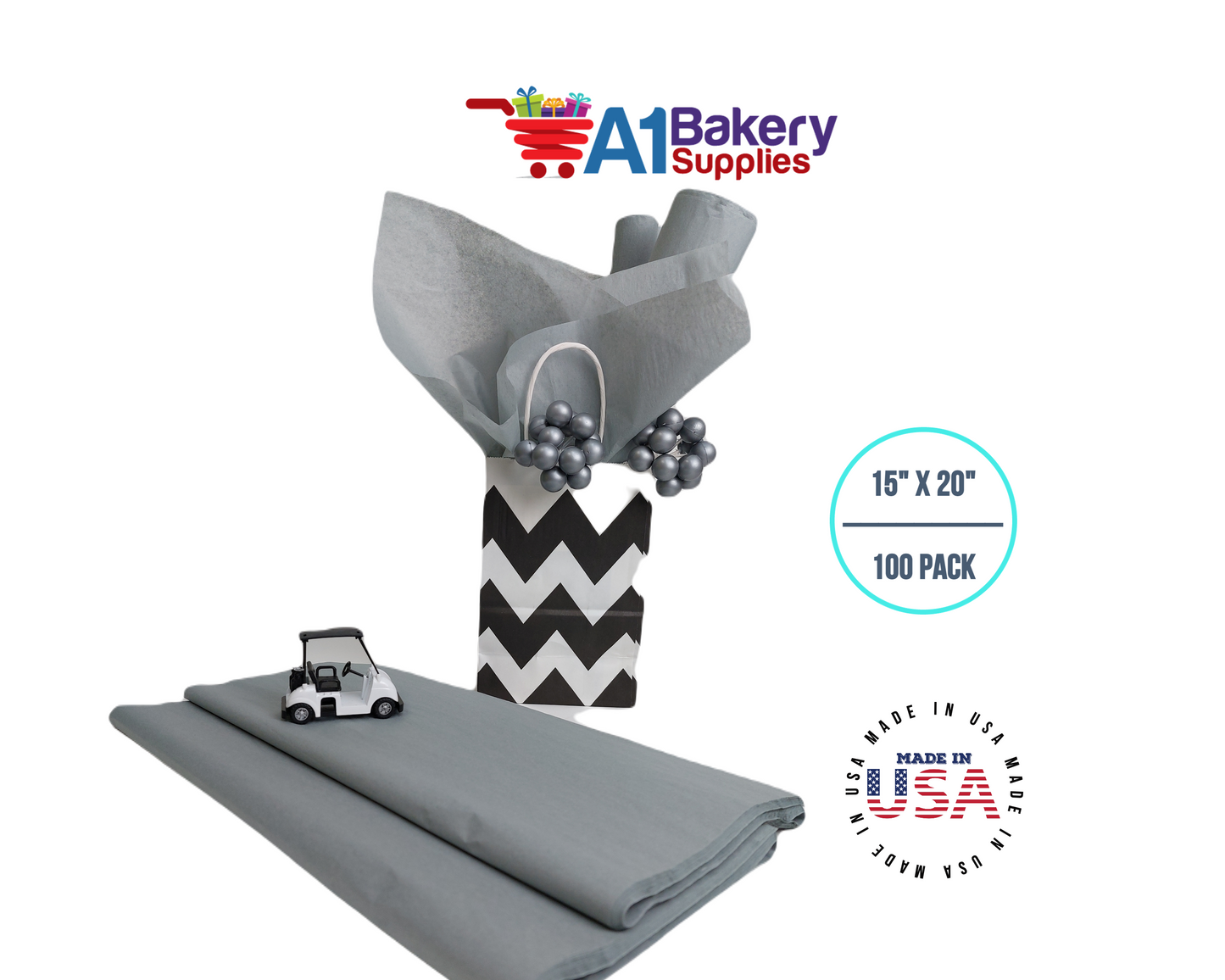 Gray color Gift wrap Tissue Paper 15 Inch x 20 Inch - 100 Sheets