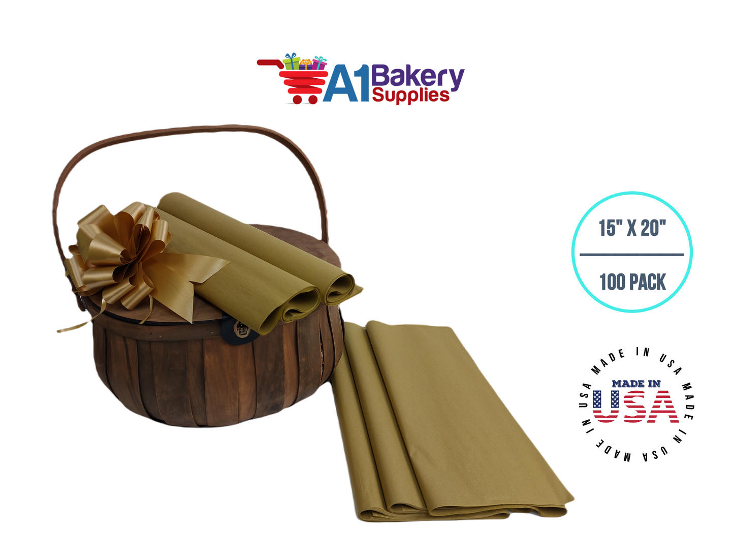 Antique Gold Tissue Paper 15 Inch x 20 Inch - 100 Sheets Pack