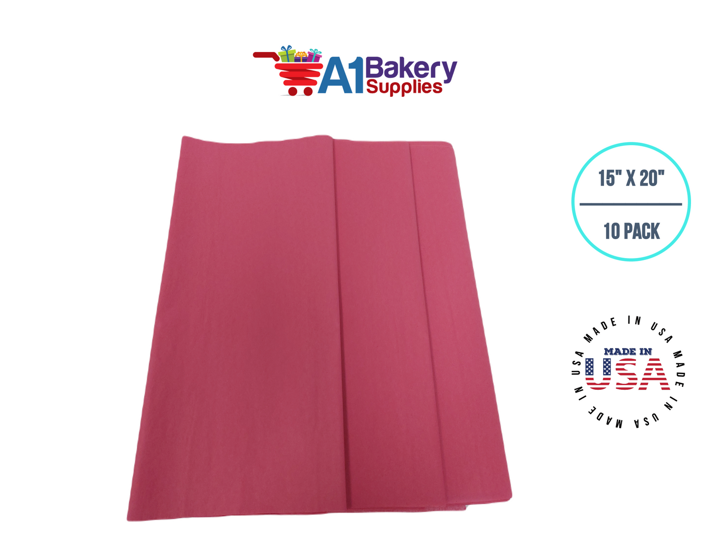 Azalea Pink Tissue Paper Squares, Bulk 10 Sheets, Premium Gift Wrap and Art Supplies for Birthdays, Holidays, or Presents by A1BakerySupplies, Large 15 Inch x 20 Inch