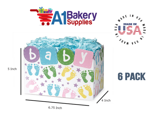 Baby Steps Basket Box, Theme Gift Box, Small 6.75 (Length) x 4 (Width) x 5 (Height), 6 Pack