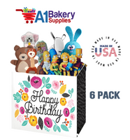 Birthday Flowers Basket Box, Theme Gift Box, Large 10.25 (Length) x 6 (Width) x 7.5 (Height), 6 Pack