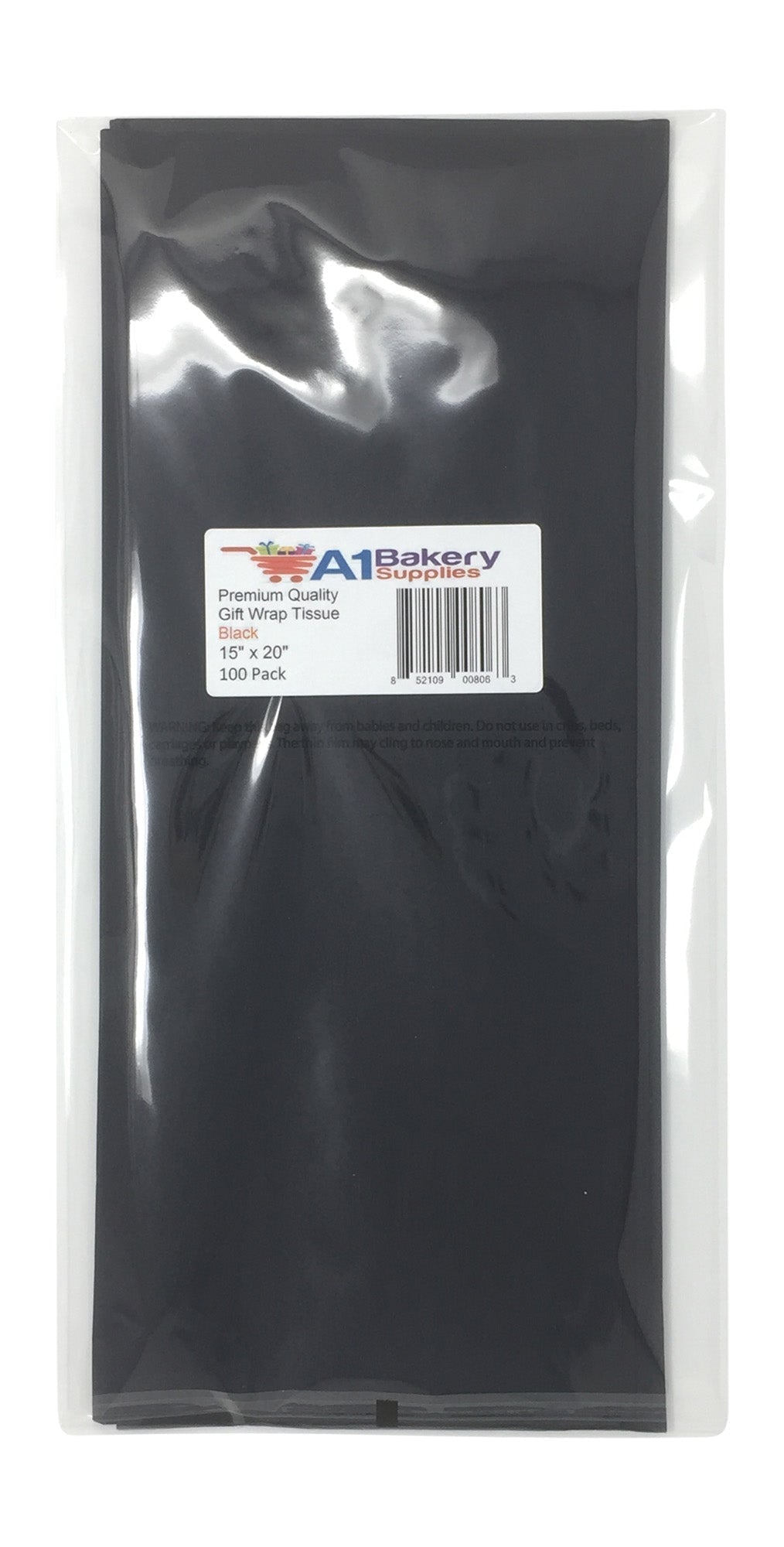 Black Tissue Paper Squares, Bulk 48 Sheets, Premium Gift Wrap and Art Supplies for Birthdays, Holidays, or Presents by A1BakerySupplies, Medium 20 Inch x 30 Inch