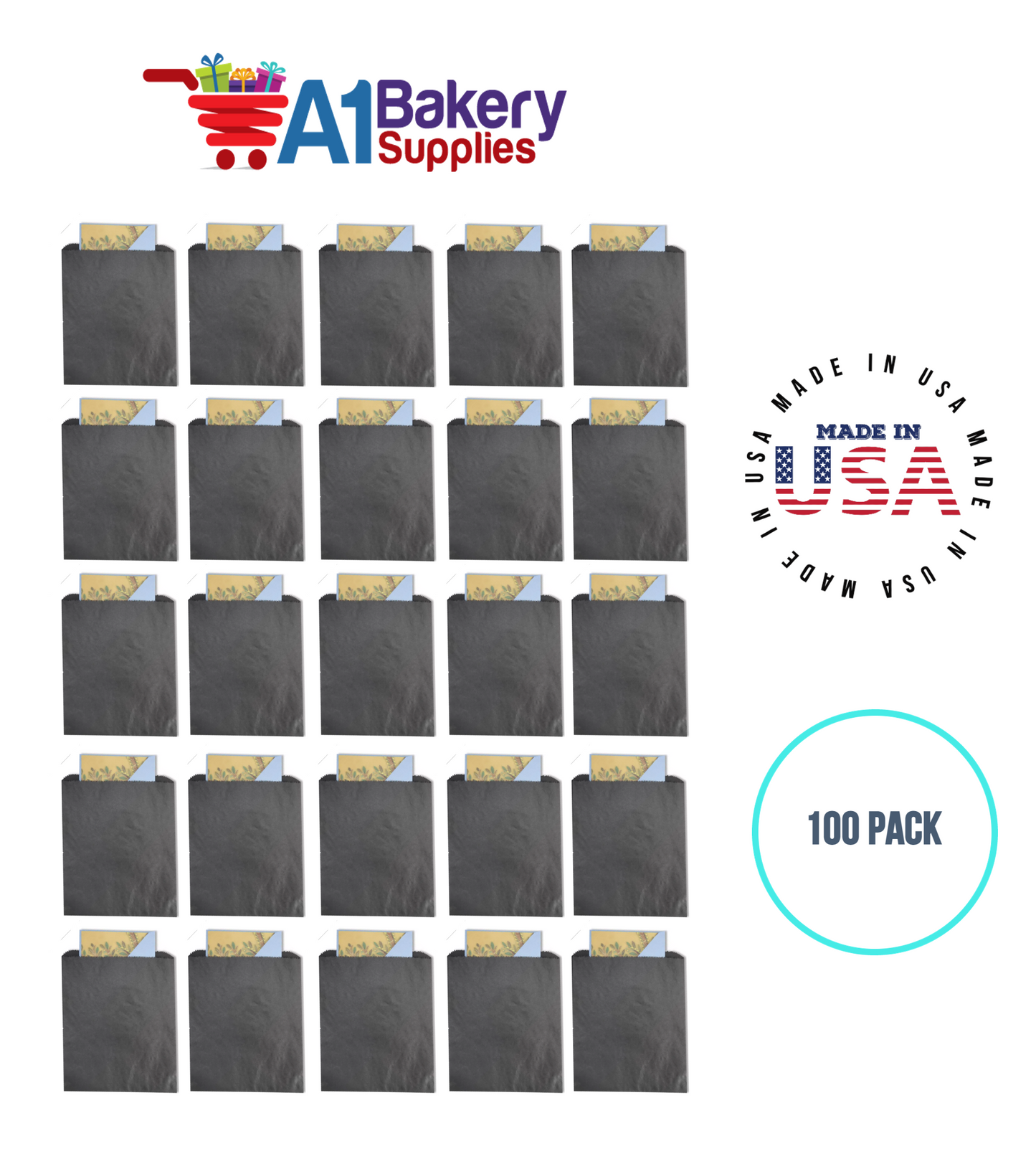 Black Flat Merchandise Bags, Small, 100 Pack - 8.5"x11"