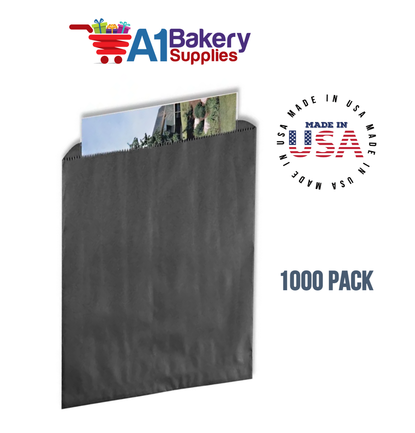 Black Flat Merchandise Bags, Medium, 1000 Pack - 10"x13"