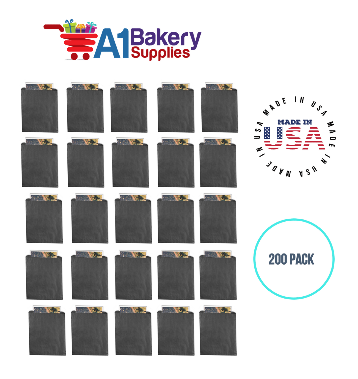 Black Flat Merchandise Bags, 10 x 13" - 200 Pack