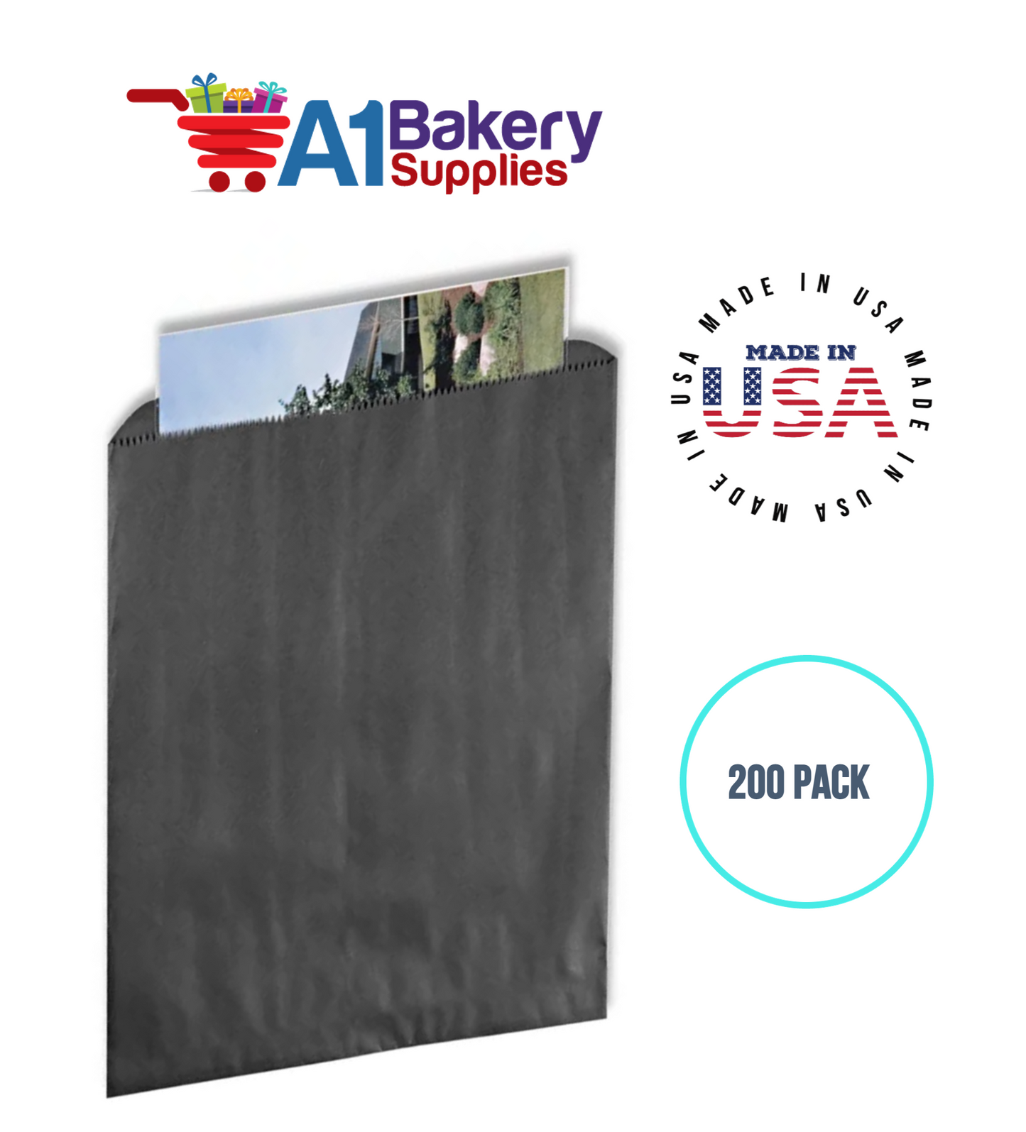 Black Flat Merchandise Bags, 10 x 13" - 200 Pack