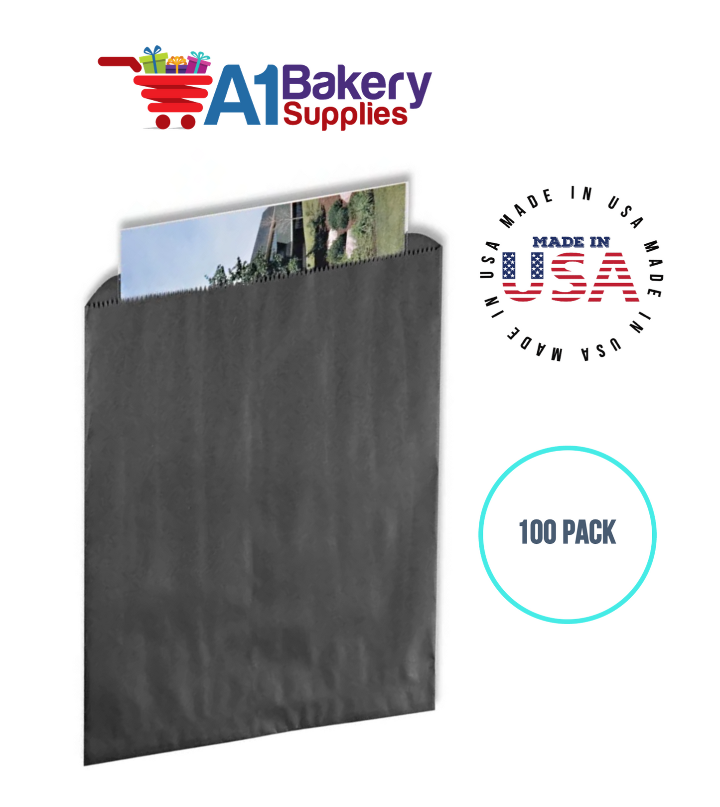 Black Flat Merchandise Bags, Small, 100 Pack - 10"x13"