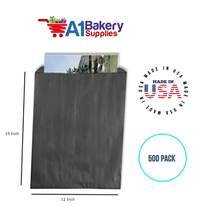 Black Flat Merchandise Bags, Medium, 500 Pack - 12"x15"