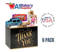 Black & Gold Thanks Basket Box, Theme Gift Box, Large 10.25 (Length) x 6 (Width) x 7.5 (Height), 6 Pack