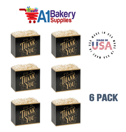 Black & Gold Thanks Basket Box, Theme Gift Box, Large 10.25 (Length) x 6 (Width) x 7.5 (Height), 6 Pack