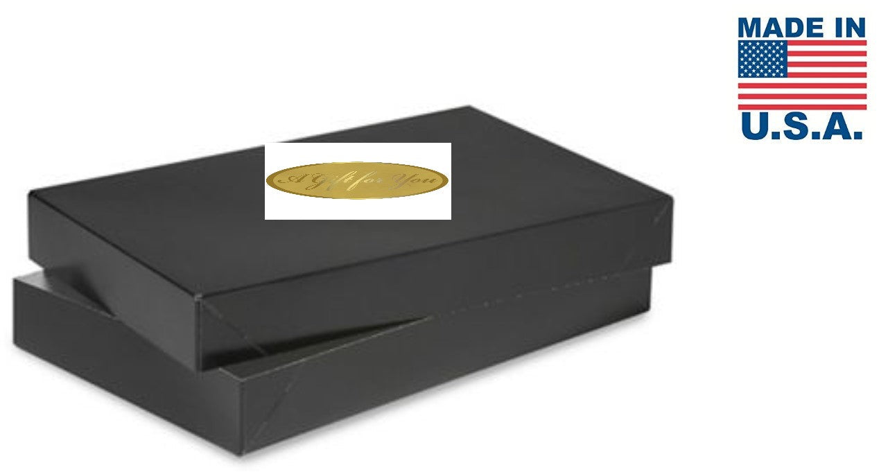 Black Color Apparel Box for Men Shirts Gift Wrap Packaging Boxes, 15 x 9 1/2 x 2" - 50 Pack, Large
