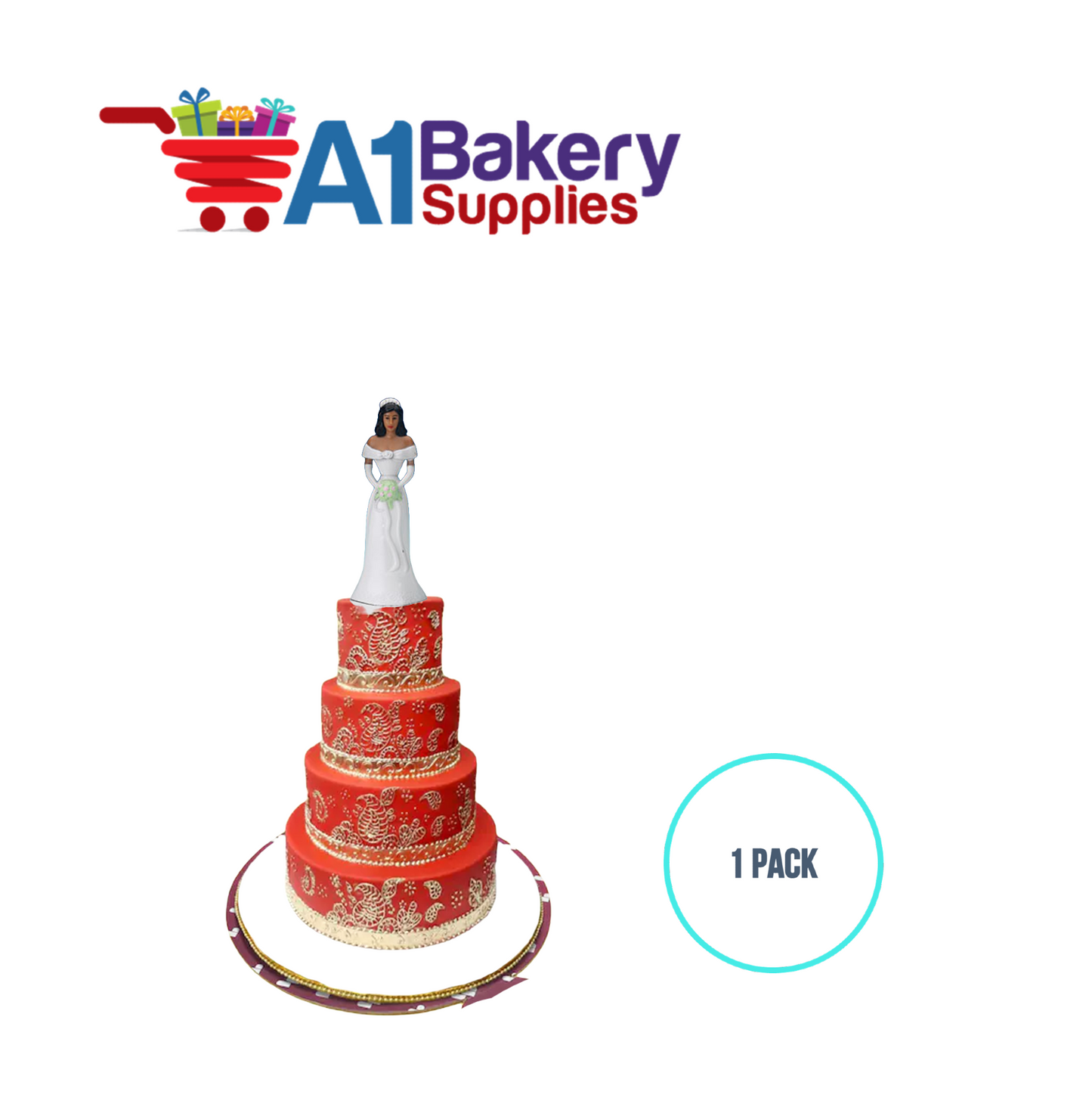 A1BakerySupplies Bride - White - A.A. 1 pack Wedding Accessories for Birthday Cake Decorations and Marriages