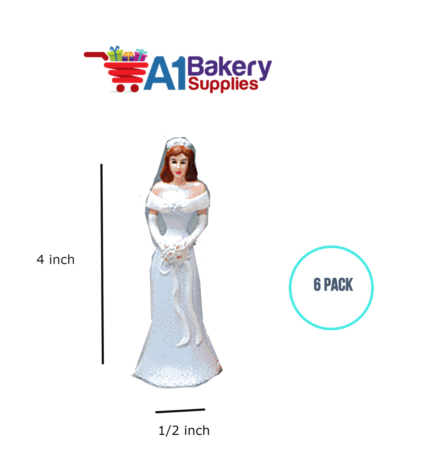 A1BakerySupplies Bridesmaid - Blue 6 pack Wedding Accessories for Birthday Cake Decorations and Marriages