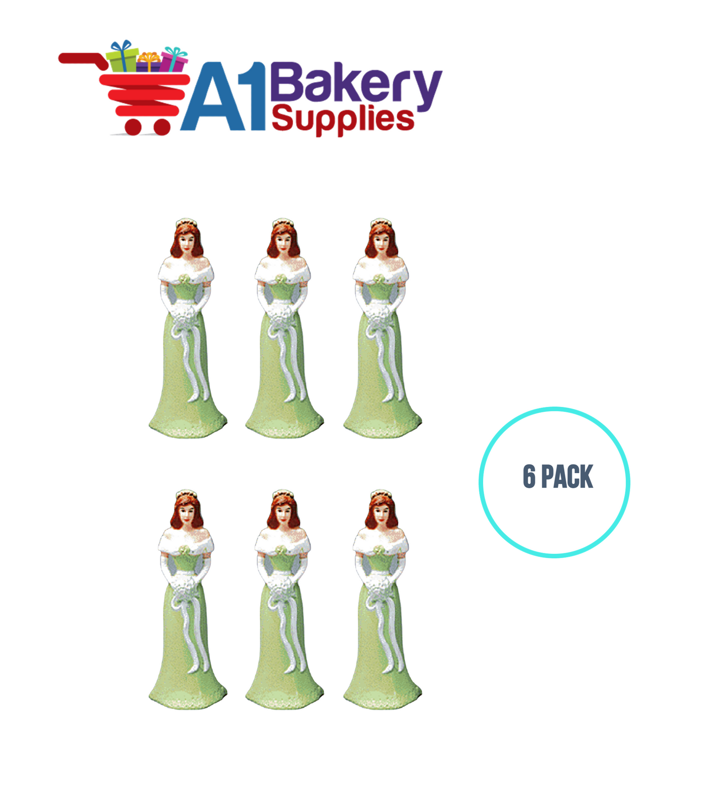 A1BakerySupplies Bridesmaid - Green 6 pack Wedding Accessories for Birthday Cake Decorations and Marriages