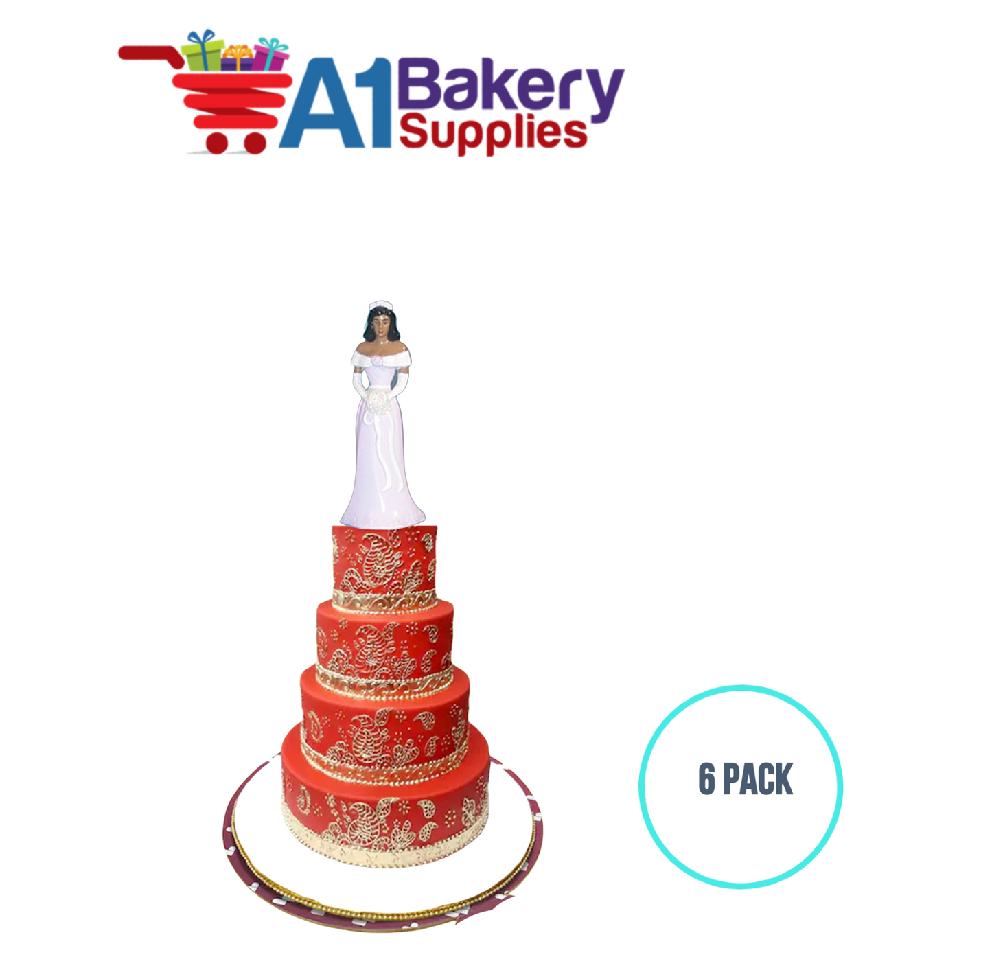 A1BakerySupplies Bridesmaid - Lavender - A.A. 6 pack Wedding Accessories for Birthday Cake Decorations and Marriages