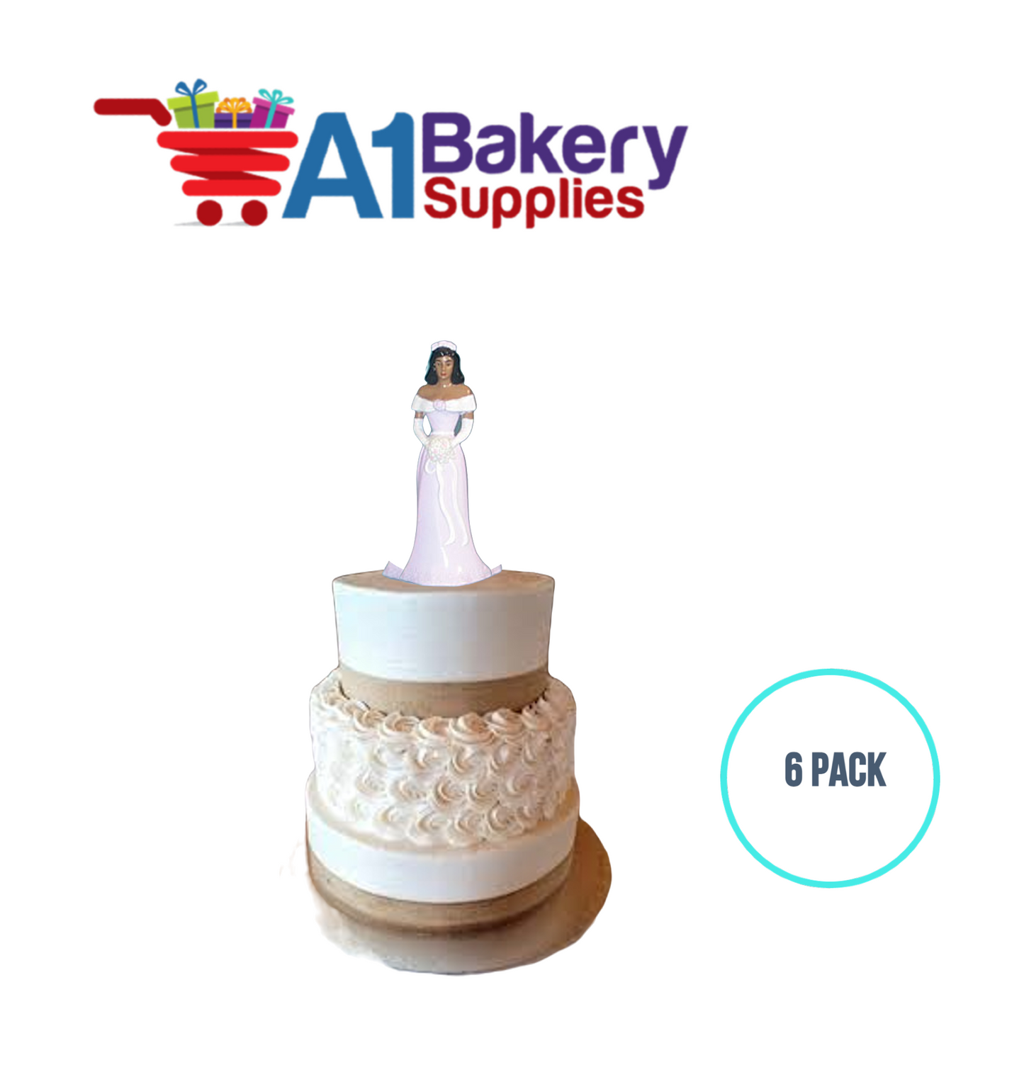 A1BakerySupplies Bridesmaid - Lavender - A.A. 6 pack Wedding Accessories for Birthday Cake Decorations and Marriages