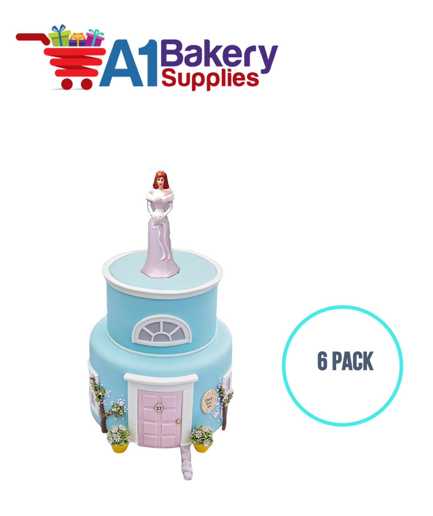 A1BakerySupplies Bridesmaid - Lavender 6 pack Wedding Accessories for Birthday Cake Decorations and Marriages