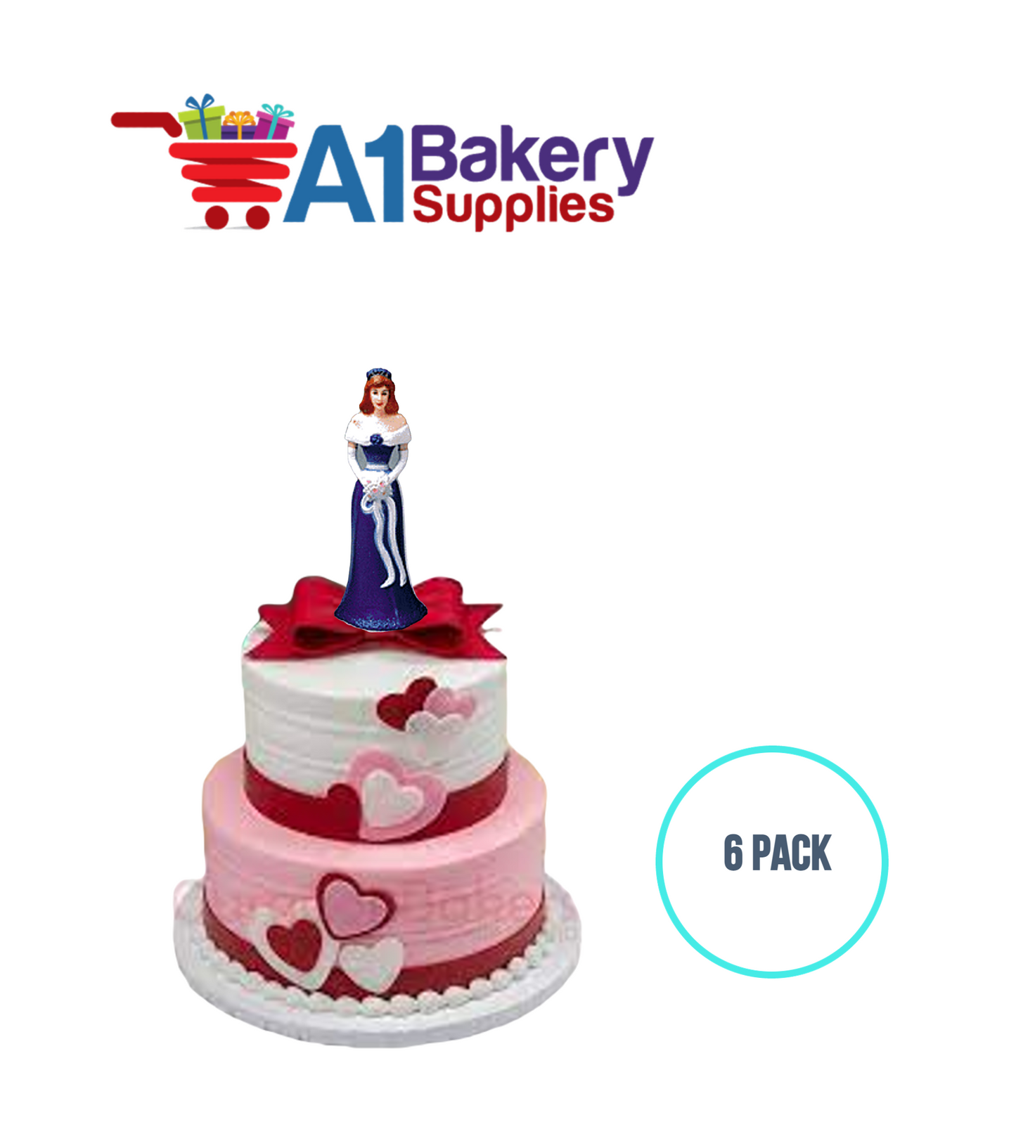 A1BakerySupplies Bridesmaid - Royal Blue 6 pack Wedding Accessories for Birthday Cake Decorations and Marriages
