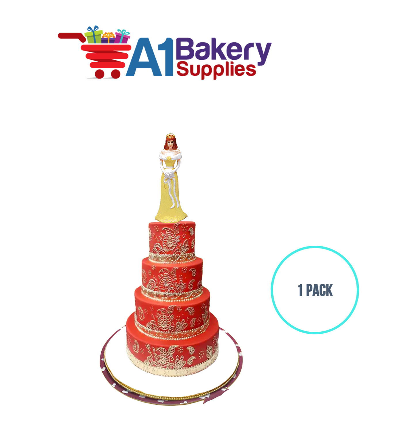 A1BakerySupplies Bridesmaid - Yellow 1 pack Wedding Accessories for Birthday Cake Decorations and Marriages