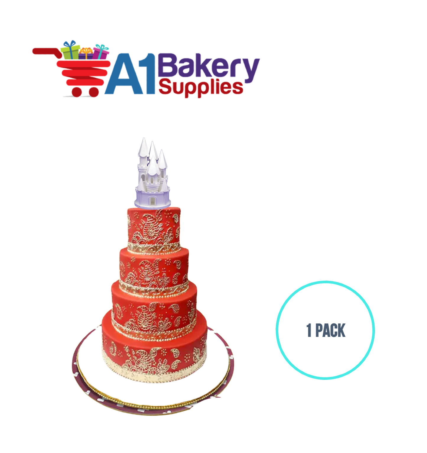 A1BakerySupplies Castle #8 w/Door - White 1 pack Wedding Accessories for Birthday Cake Decorations and Marriages