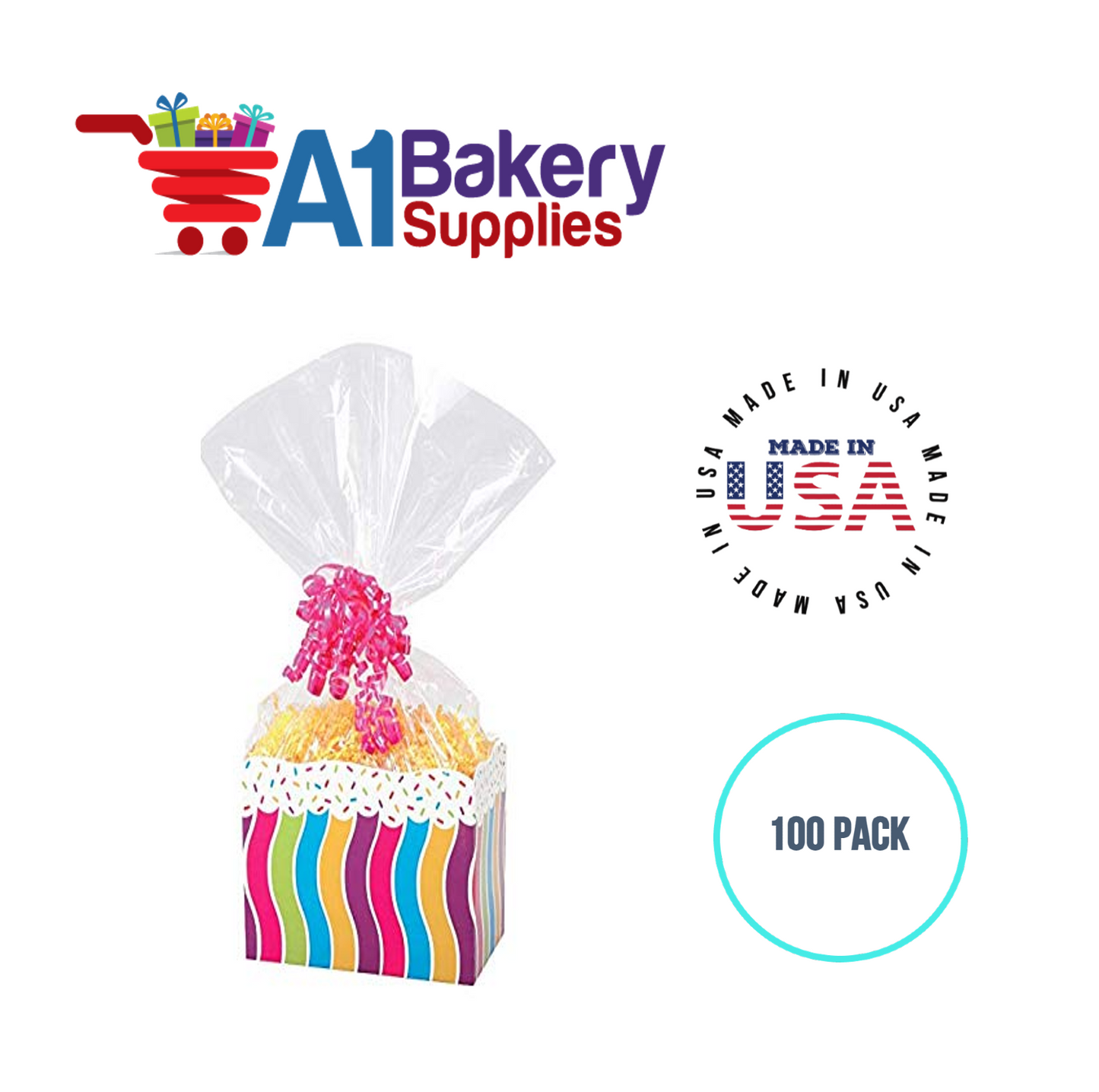 Gusset Basket Size 1.2 MIL BOPP Sealable Cellophane Gift Bags Bags for Gift Packing 5 x 2.5 x 11 Inch, 100 Pack