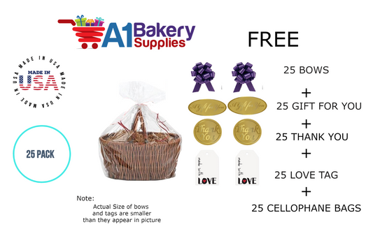 BOPP Sealable Cellophane Bags and Clear Gift Basket Wrap Packaging, 30 in x 40 in, Clear Cello Wrapping for Baby Shower, Wedding Party, or Event Giveaways, 25 Pack