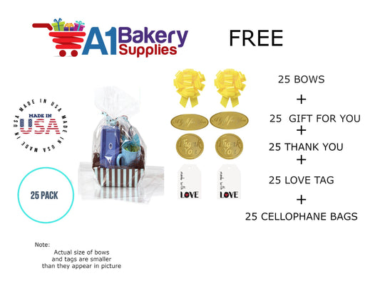 BOPP Sealable Cellophane Bags and Clear Gift Basket Wrap Packaging, 16 in x 24 in, Clear Cello Wrapping for Baby Shower, Wedding Party, or Event Giveaways, 25 Pack
