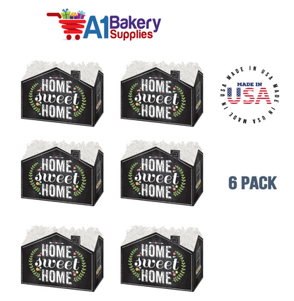 Chalkboard Home Sweet Home Basket Box, Theme Gift Box, Large 10.25 (Length) x 6 (Width) x 7.5 (Height), 6 Pack